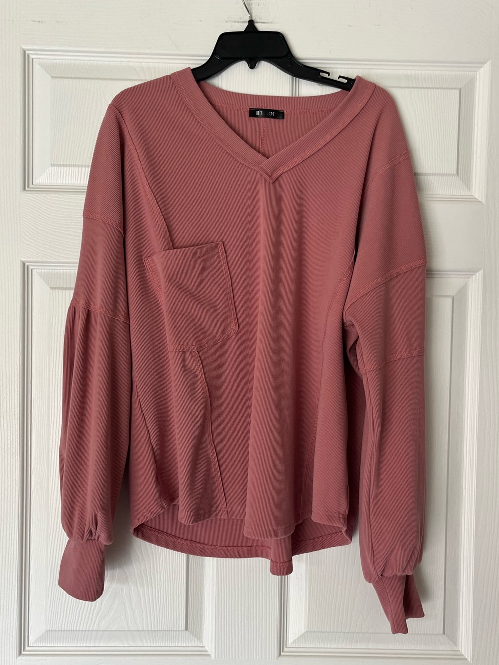 BTFBM V-Neck Long Sleeve Sweater Top